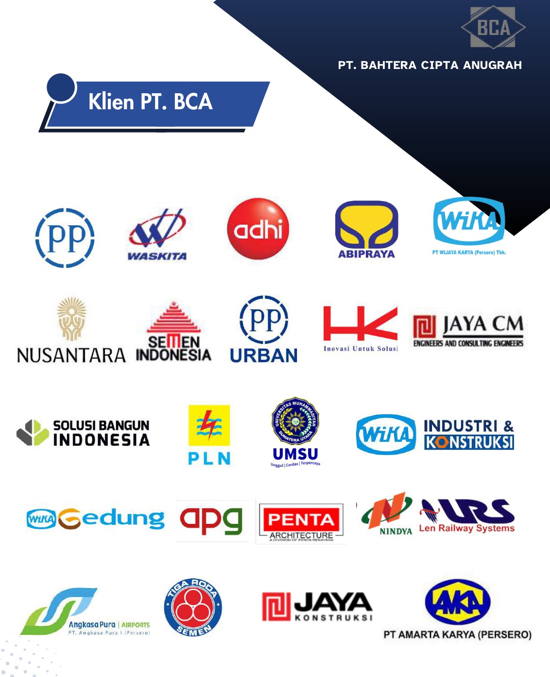 Klien PT. Bahtera Cipta Anugrah